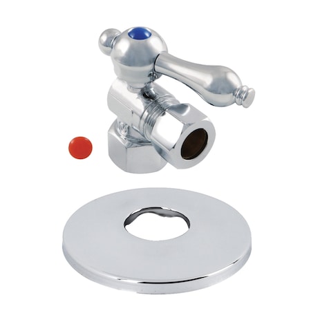 Kingston Brass CC44401K 1/2-Inch FIP X 1/2-Inch OD Comp Quarter-Turn Angle Stop Valve with Flange, Polished Chrome CC44401K